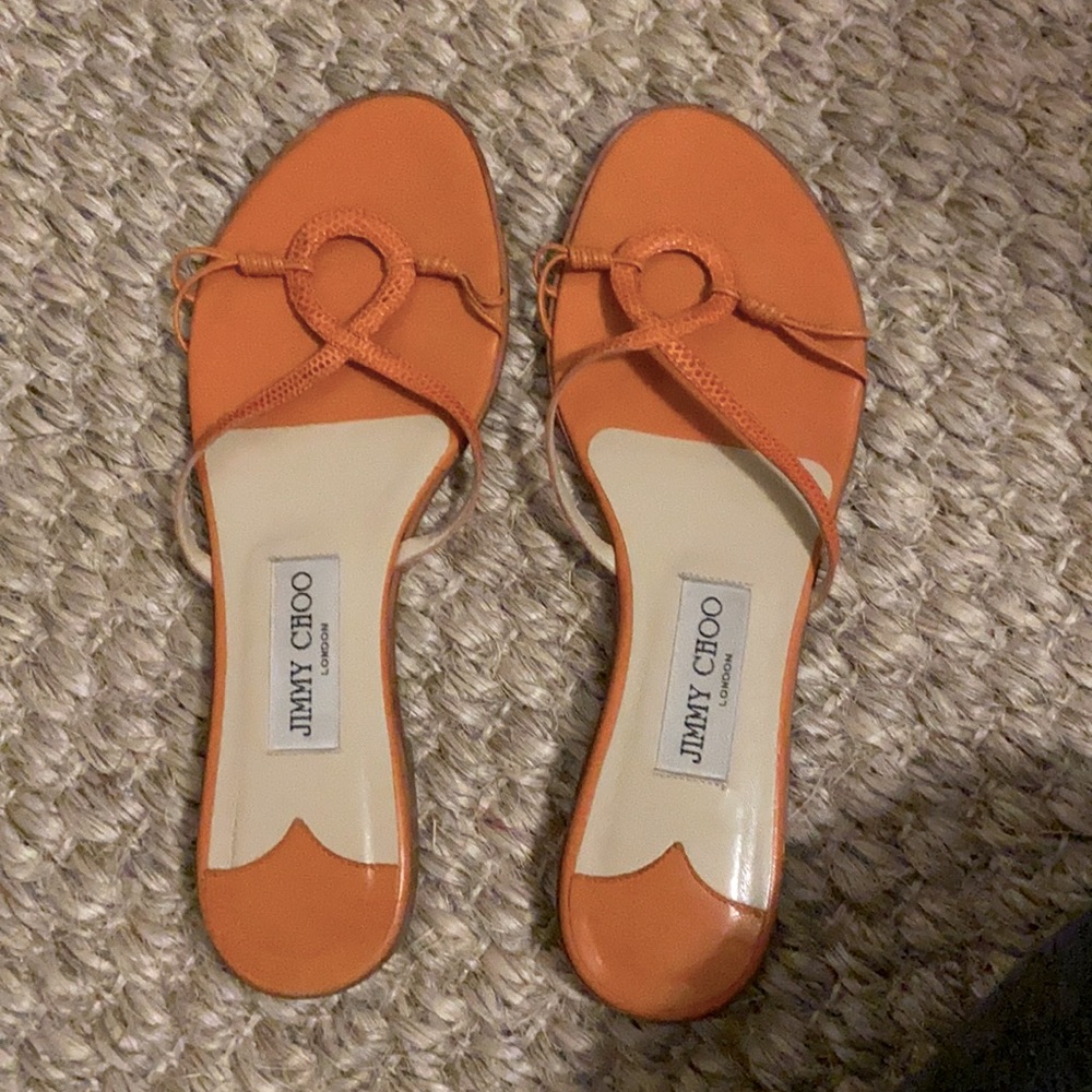 Jimmy Choo flats, orange leather, gorgeous!